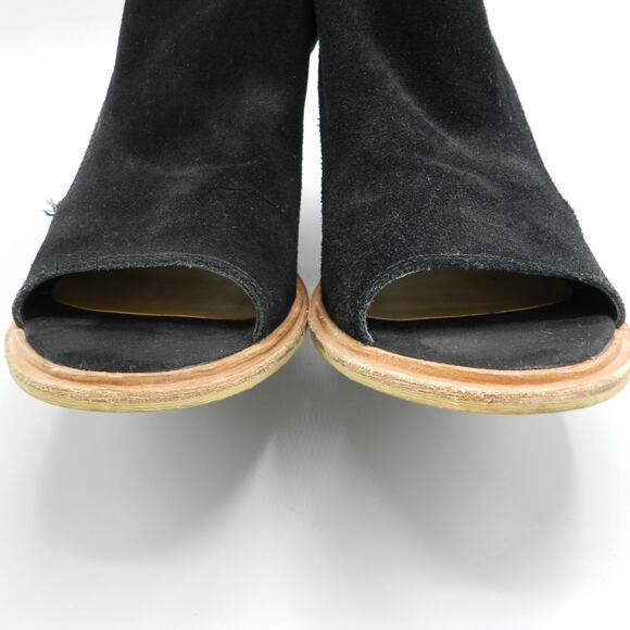 Dolce Vita Black Suede Slingback‎ Booties Size 7.5 Block Heel Ankle Zip - Picture 3 of 11